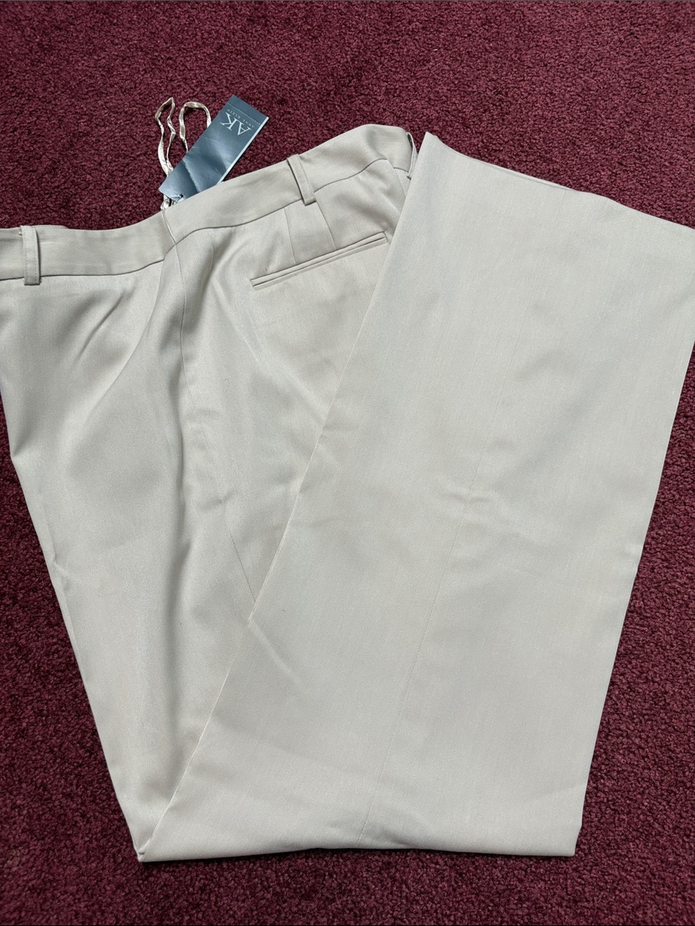 Anne Klein Light Cream Wide-Leg Trousers